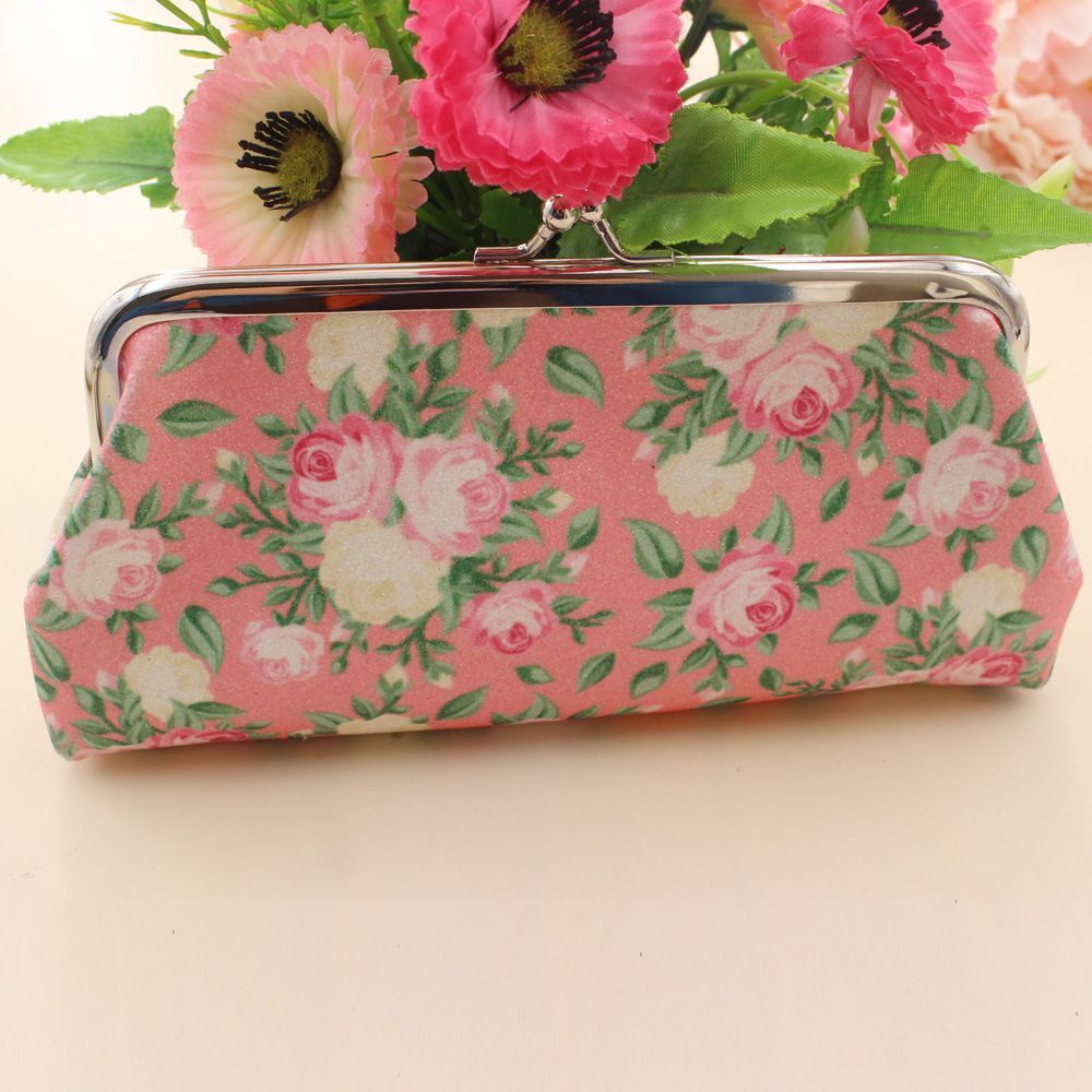 Flower Print Wallet Canvas Coin Purse Storage Cosmetic Bag Card Holder Vintage