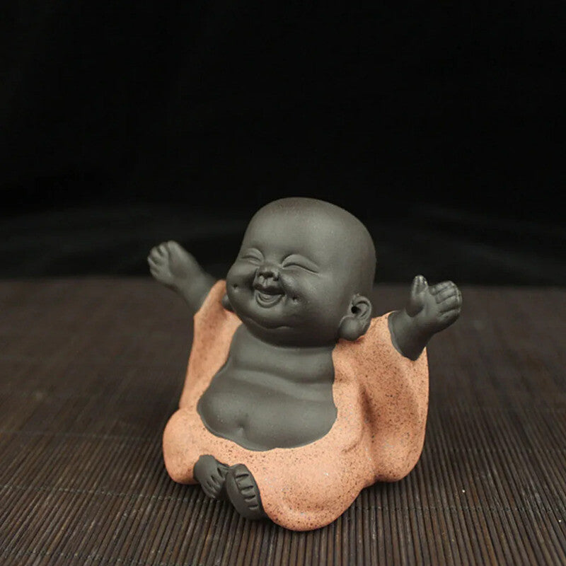Ceramic Maitreya Buddha Statue Tea Sculpture Hand Carved Figurine Craft Display