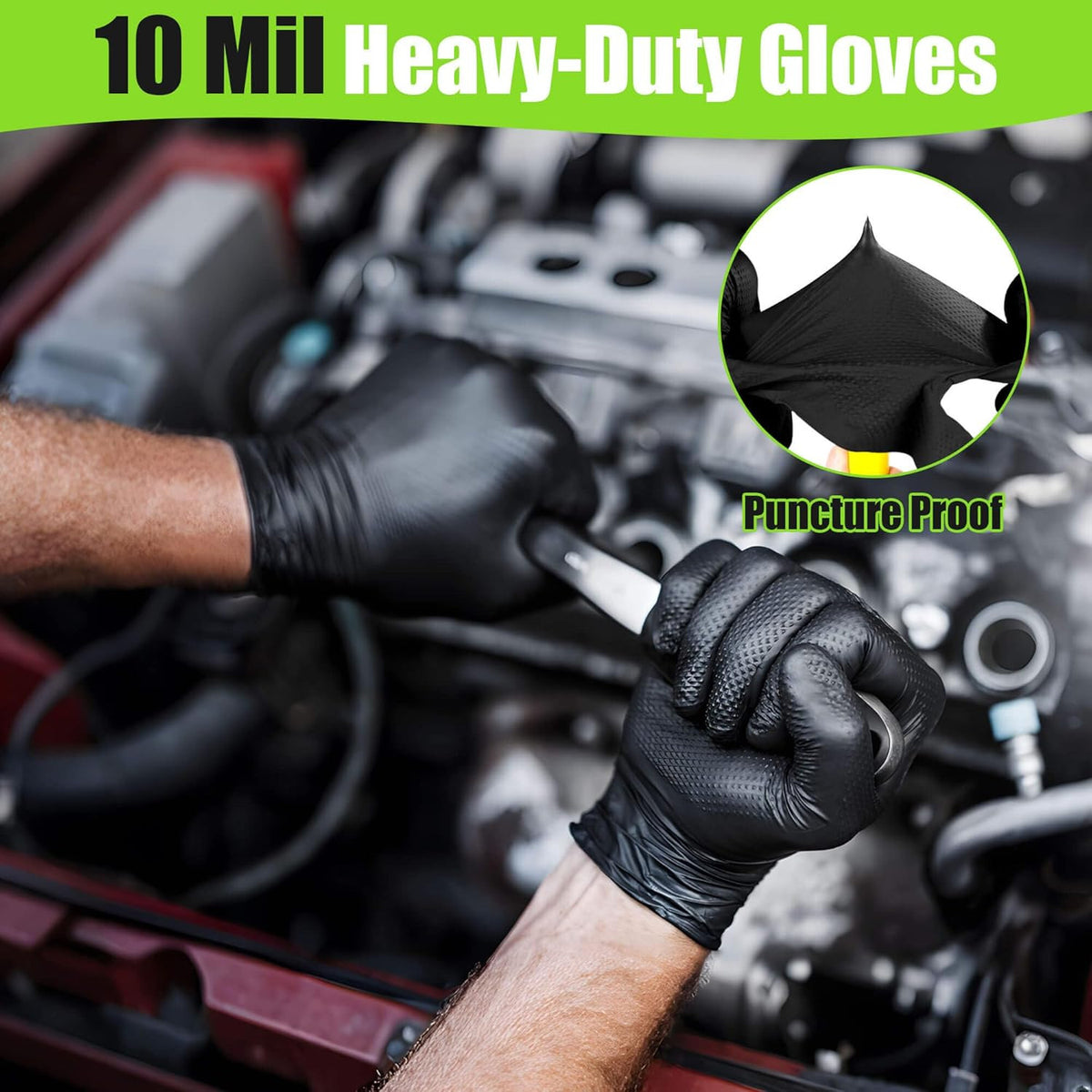 Black Nitrile Gloves 10 Mil, Heavy Duty Disposable Latex Free Gloves – Diamond G