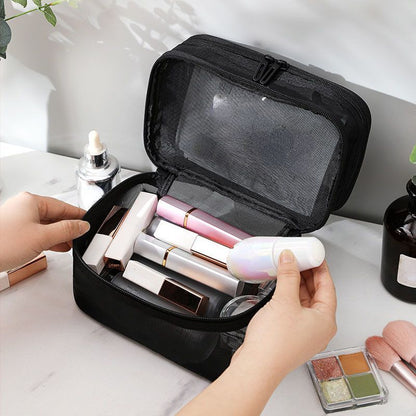 Luxury Clear Makeup Bag Mesh Cosmetic Purse Organizer Transparent Traveling Case