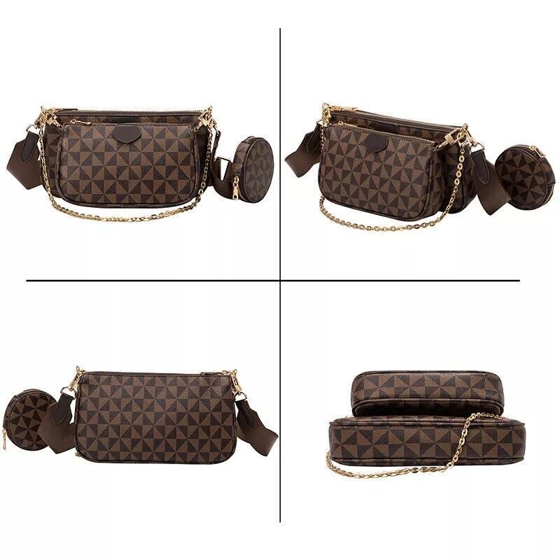 3 In 1 Fashion Luxury Leather Women Handbag Shoulder Purse Crossbody Tote Bags