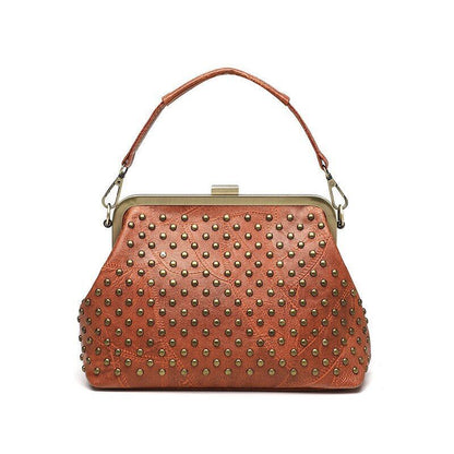 Vintage Rivet Handbag Crossbody Purse Synthetic Leather Shoulder Bag 24*10*18 CM