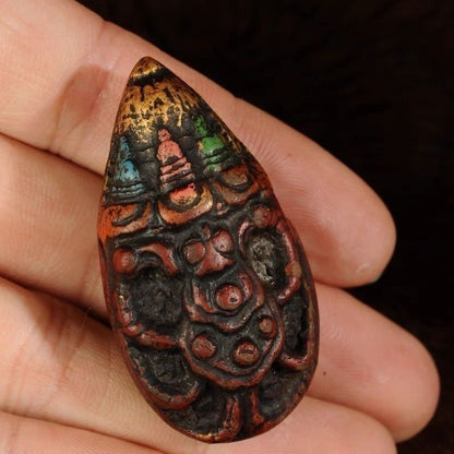Tibetan Garuda Tsa Tsa Pendant Buddhist Totem Amulet Necklace Vintage Clay Charm