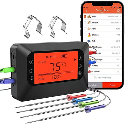 Remote Wireless BBQ Meat Thermometer with Max 4 Channel for Smoker Grilling