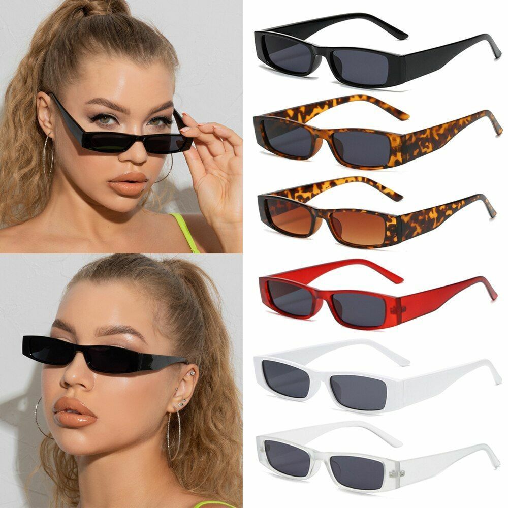 Sunglasses Vintage Retro Small Frame Rectangle Square Narrow Eyewear UV400 26MM