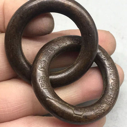 Solid Qiankun Circle Pendant Yin Yang Ring Nine-Word Mantra Carved Lucky Amulet
