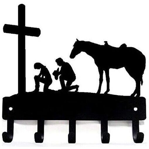 Cowboy Cowgirl At The Cross Wall Mounted Hook Up Pendant Wall Art Home Decor