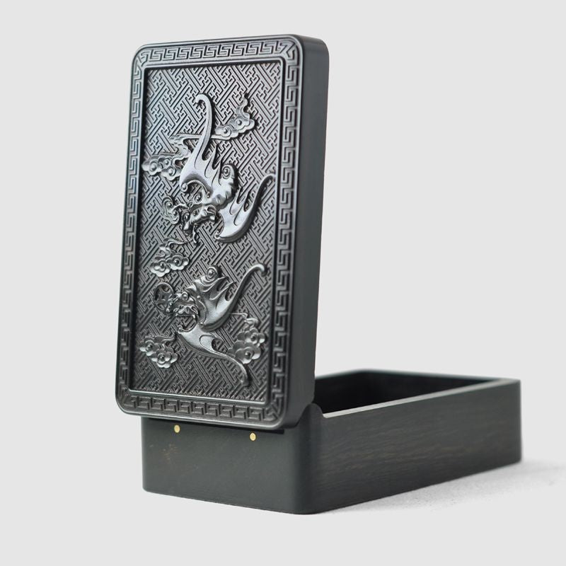 Ebony Wood Cigarette Case 103x65mm Carved Flip Top 20pcs King Size Holder