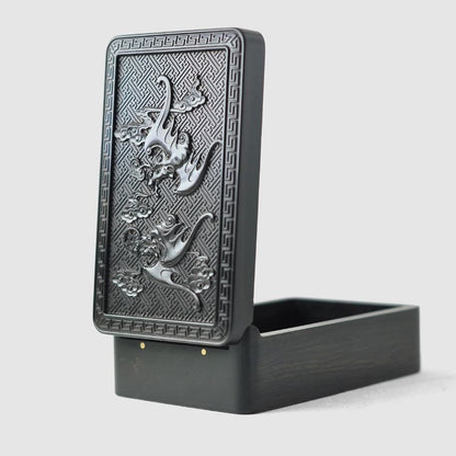 Ebony Wood Cigarette Case 103x65mm Carved Flip Top 20pcs King Size Holder