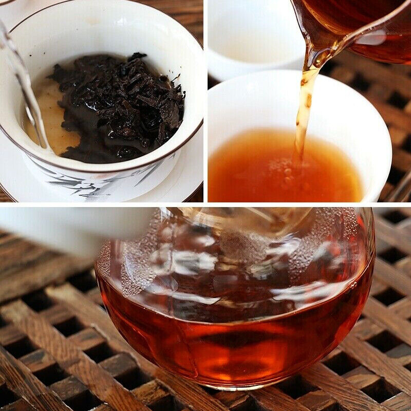 357g Ba Jiao Ting Li Ming 7590 Yunnan Qizibing Tea Aged Puer Tea Cake Ripe