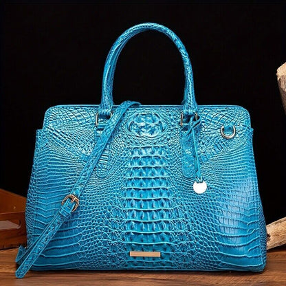 Crocodile Embossed Handbag Women's Fashion Leather Crossbody Bag Purse