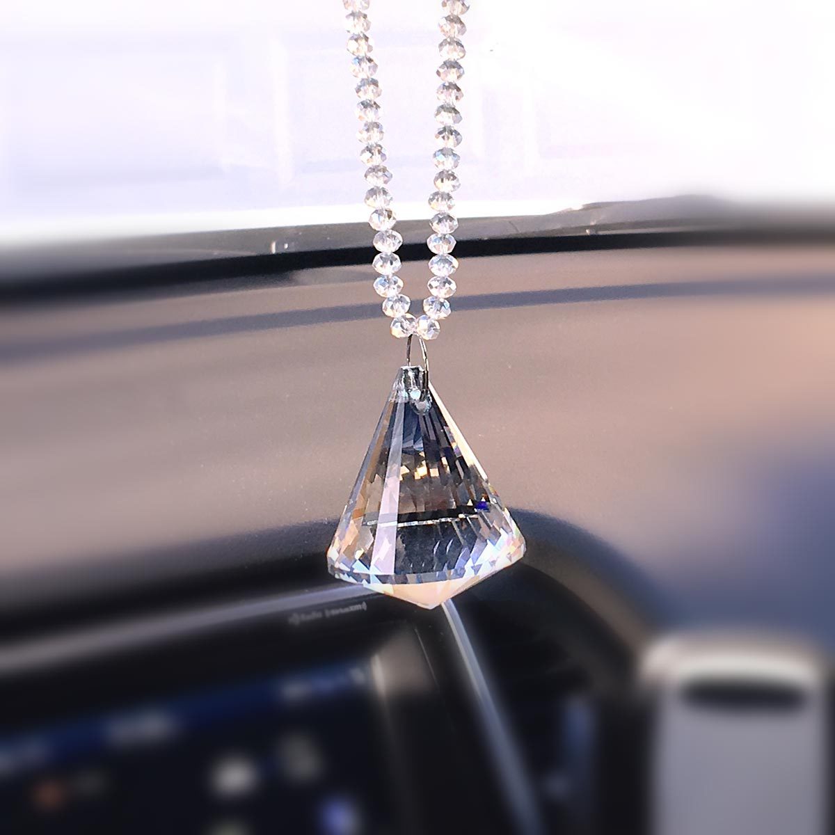 Diamond Bling Rear View Mirror Hanging Car Charm Chandelier Suncatcher Ornament
