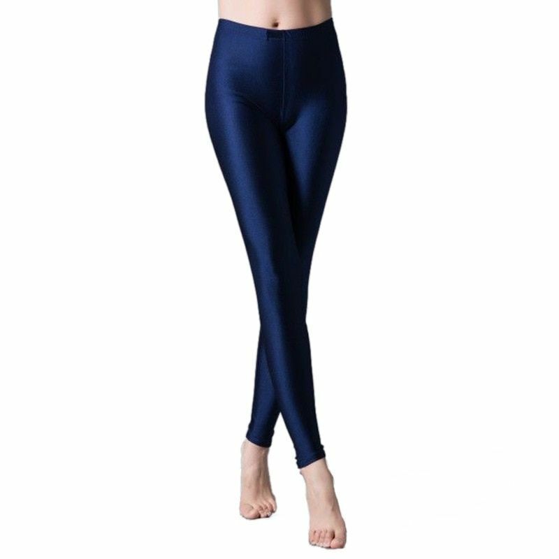 Women Leggings Solid Fluorescent Shiny Pant Spandex Shinny Elasticity Trousers