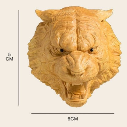Boxwood Zodiac Tiger Head Hand Piece 1.97*2.36in Wood Carving