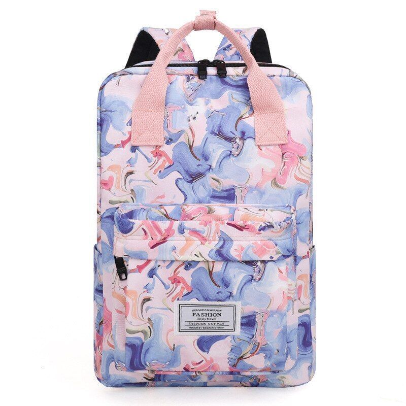Oxford Polyester School Backpacks Waterproof Flower Print Bags Laptop 38*14*28CM
