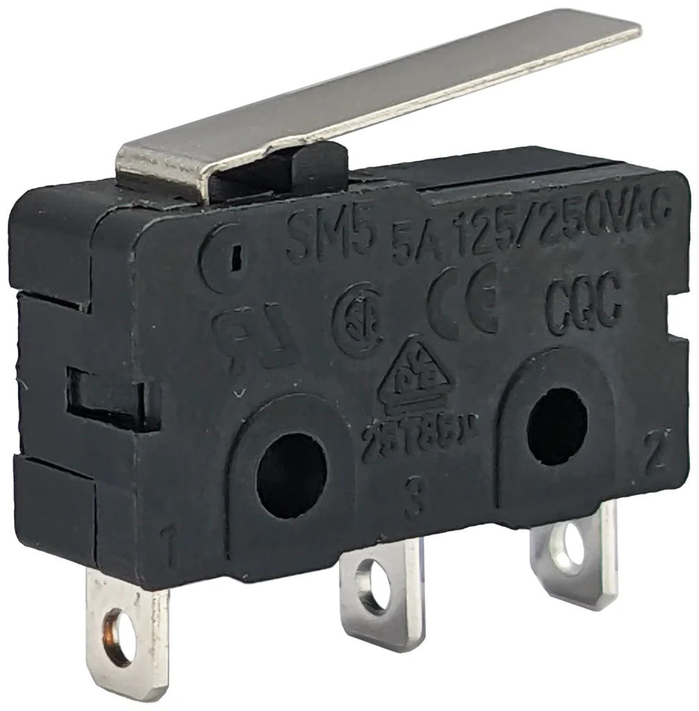 Micro Limit/Snap Switch, SPDT, 5A @ 250V AC, Solder Leads - 10 Pack