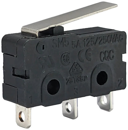 Micro Limit/Snap Switch, SPDT, 5A @ 250V AC, Solder Leads - 10 Pack