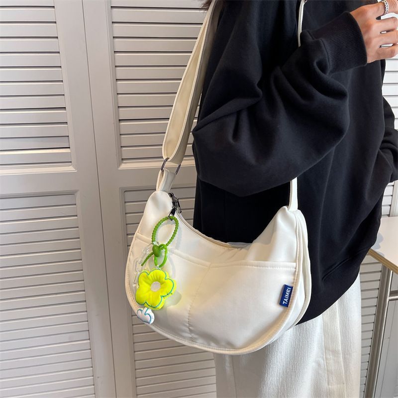 Canvas Bag Messenger Solid Color Handbags Shoulder Underarm Bag Crossbody Purse
