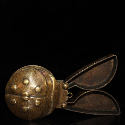 Antique Collection Chinese Pure Brass Handmade Ladybug Box Jewelry Box