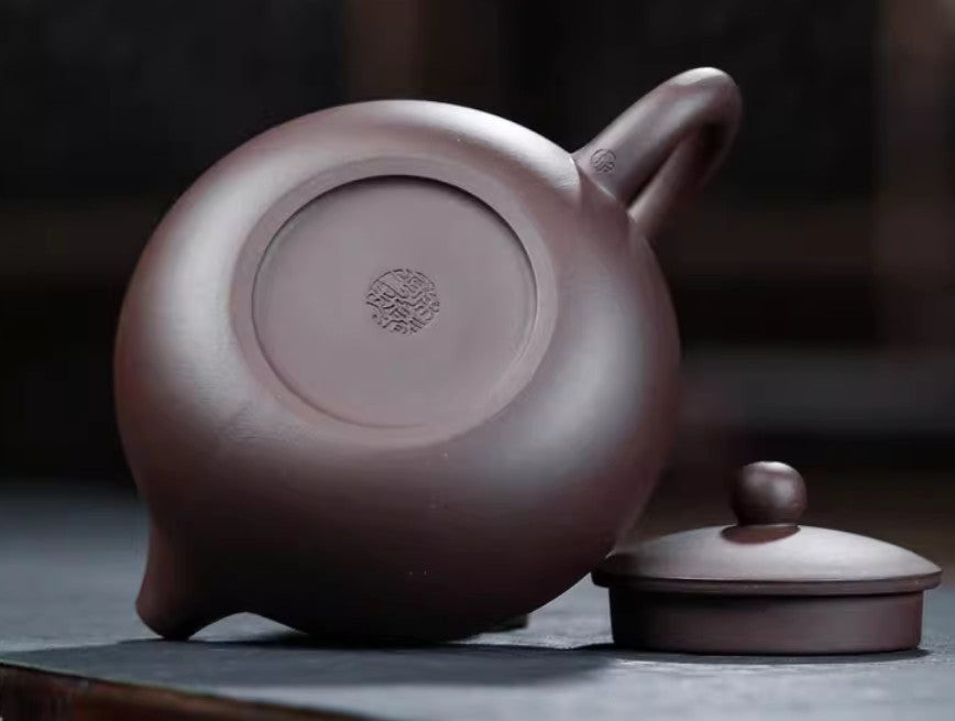 5.9" Chinese Yixing Zisha Pottery Purple Mud 420CC Hill Water Kung Fu Teapot