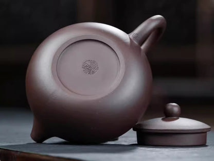 5.9" Chinese Yixing Zisha Pottery Purple Mud 420CC Hill Water Kung Fu Teapot