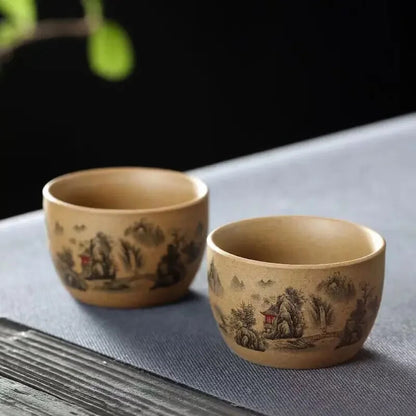 Rough Pottery Hand-painted Tea Cup Kung Fu Tea Set Chinese Cups Ceramic Teacups