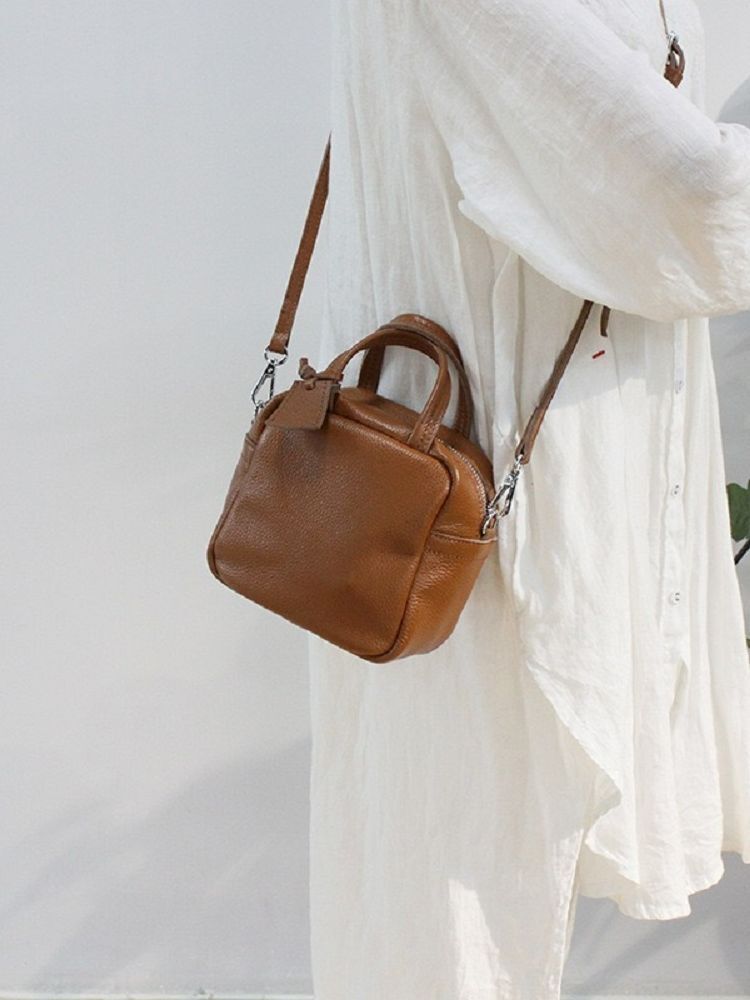 Genuine Leather Cowhide Handbag Purse Fashion Large Crossbody Bags 10*17*17 CM