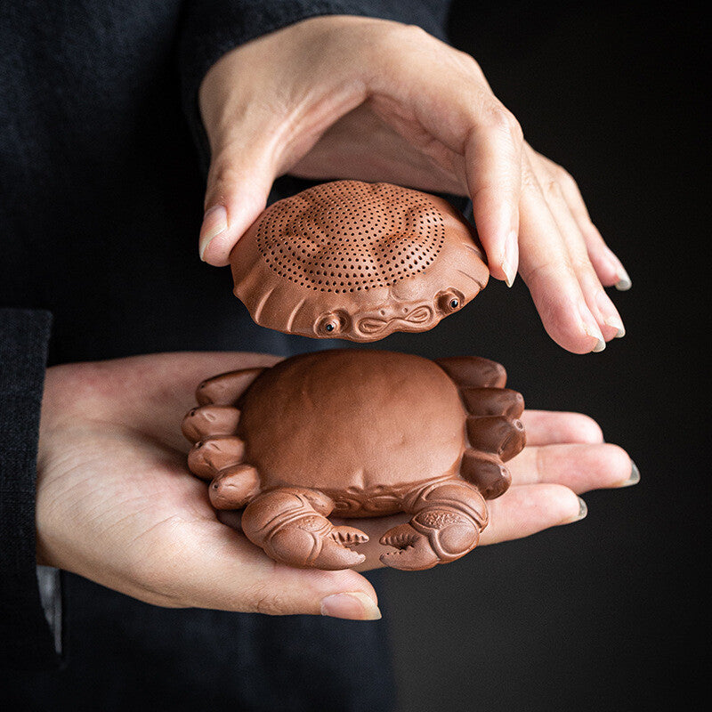 Multi Functional Tea Pet Yixing Zisha Crab Purple Clay Tea Strainer Filter Net