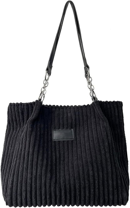 Ulisty Women Corduroy Tote Bag Casual Shoulder Bag Daily Shopping Bag Fashion Ha