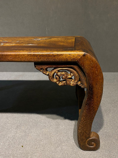 Antique Tibetan Altar Table Kang Table Old Pear Wood Carving Buddhist Furniture