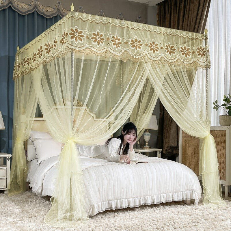 Bed Canopy Anti Mosquito Bed Netting Embroidered Valances With Frames Queen King