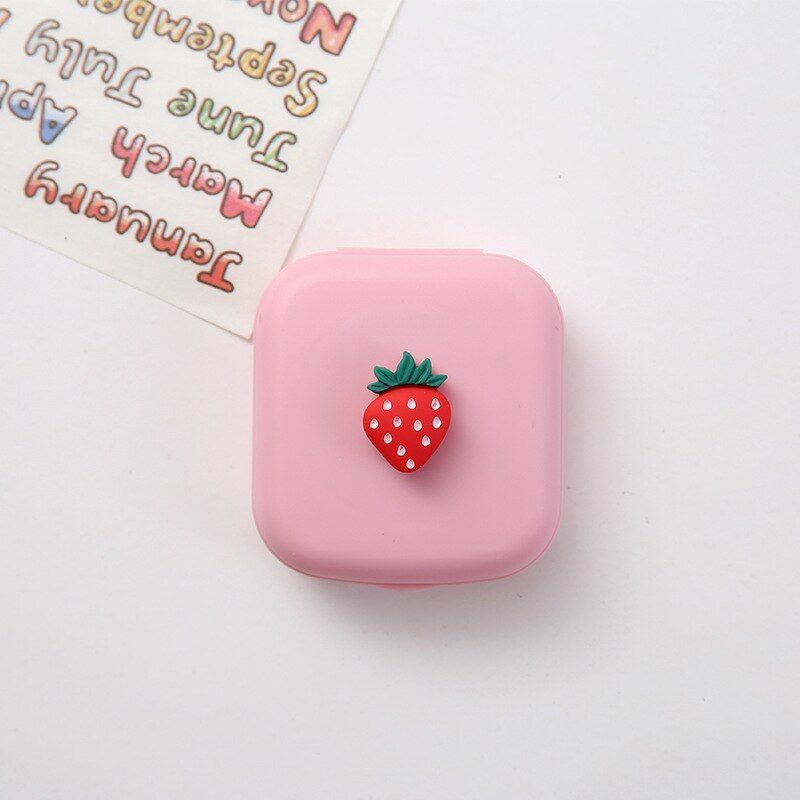 Contact Lens Case Box Mirror Women Mini Square Lovely Eyes Container Bag Travel