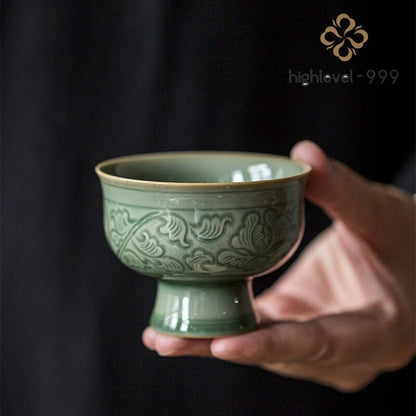Celadon Flowers Teacup Ceramic Chinese Kung Fu Tea Cup Teaware Bowl