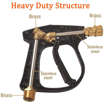 1/4" High Pressure Washer Gun 4000 PSI Car Wash Foam Spray Short Wand w/5 Nozzle