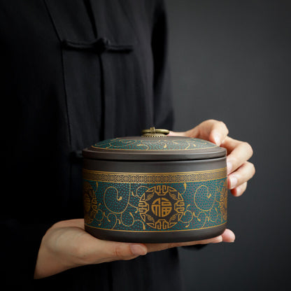 Sealed Canister For Loose Tea Small With Lid Yixing Zisha Purple Clay Tea Caddy