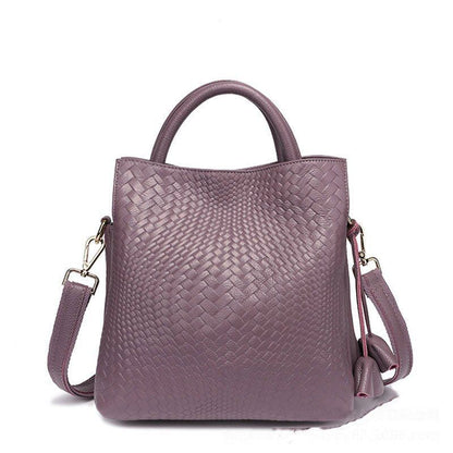 Fashion Bucket Bag Genuine Leather Handbag Purses Soft Casual Tote Bags Cotton