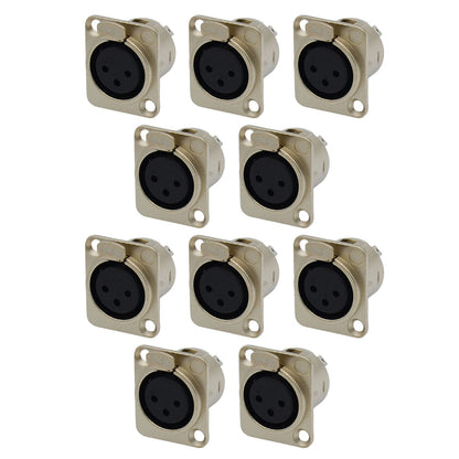 10pcs Microphone Jack Audio Connector XLR 3-Pin Durable Construction Chassis