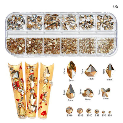 Nail Charms 30Pcs Boxed Luxury Shiny Planet Alloy 3D Art Rhinestones Bling Decor