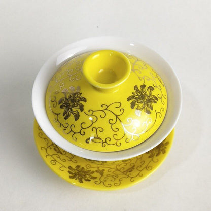 Porcelains Yellow Teacups Ceramic On-Glazed Drinkware Supplies High Quality Cups