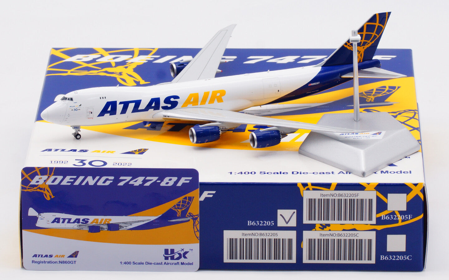 1:400 HX Models ATLAS AIR BOEING 747-8 Passenger Airplane Diecast Aircraft Model