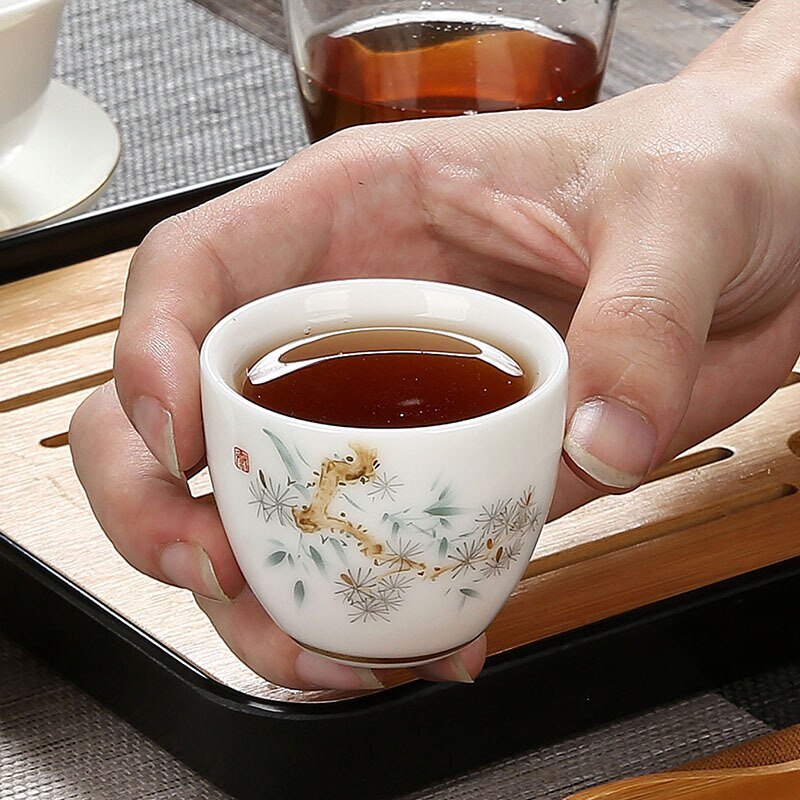 Chinese Ceramic Teacup 70ml Cute Small Wine Cup Exquisite Porcelain Tea Bowl
