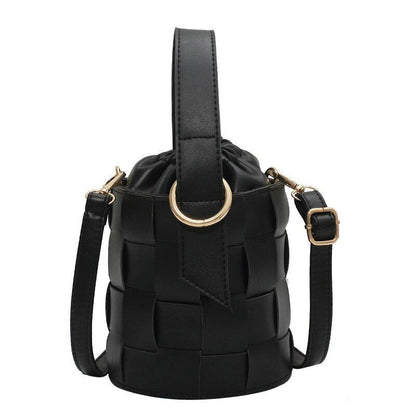 Drawstring Bucket Bag Pouch Shoulder Bag Synthetic Leather Crossbody 13*15*13 CM
