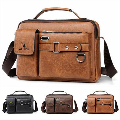 Men's Leather Messenger Bag Waterproof Handbag Cross Body Tote Shoulder Satchel