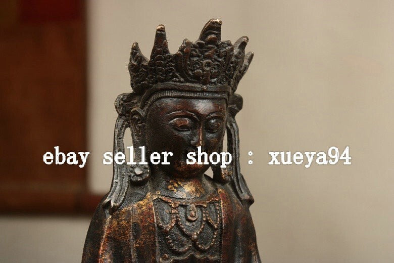 9.4" China Dynasty Bronze Gilt Sit Shakyamuni Sakyamuni Amitabha Buddha Statue
