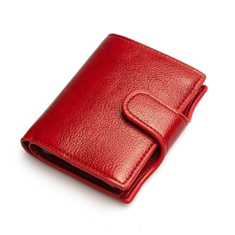 Wallet Purse Anti-theft Card Holder Metal Case Vintage Money Bags Leather Hasp