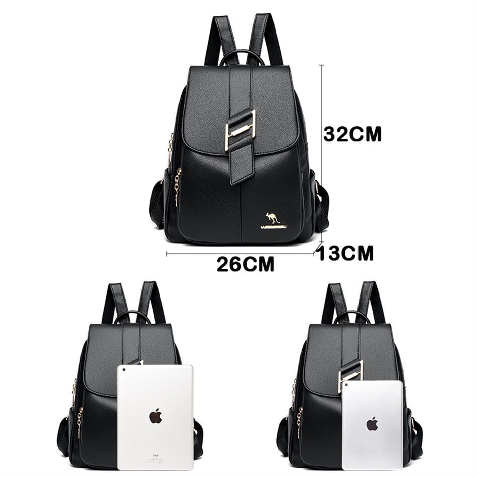Leather Backpack Purse Luxury Bags Multifunction Travel Rucksack School Book Bag