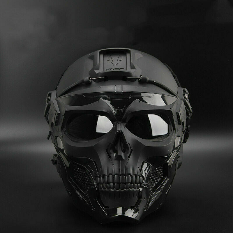 Tactical Airsoft Helmet Skull Full Face Mask Military CS Collectible Gift Set