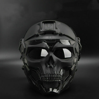 Tactical Airsoft Helmet Skull Full Face Mask Military CS Collectible Gift Set