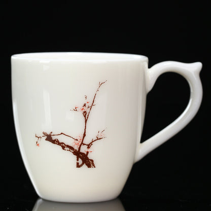 On Sales Porcelain Teacup With Handle Chinese Office Cup Ceramic Butterfly 100ml
