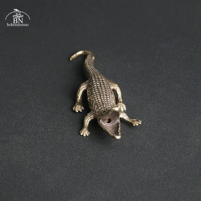 Copper Crocodile Mininature Figurines Mini Home Desk Decorations Brass Incense